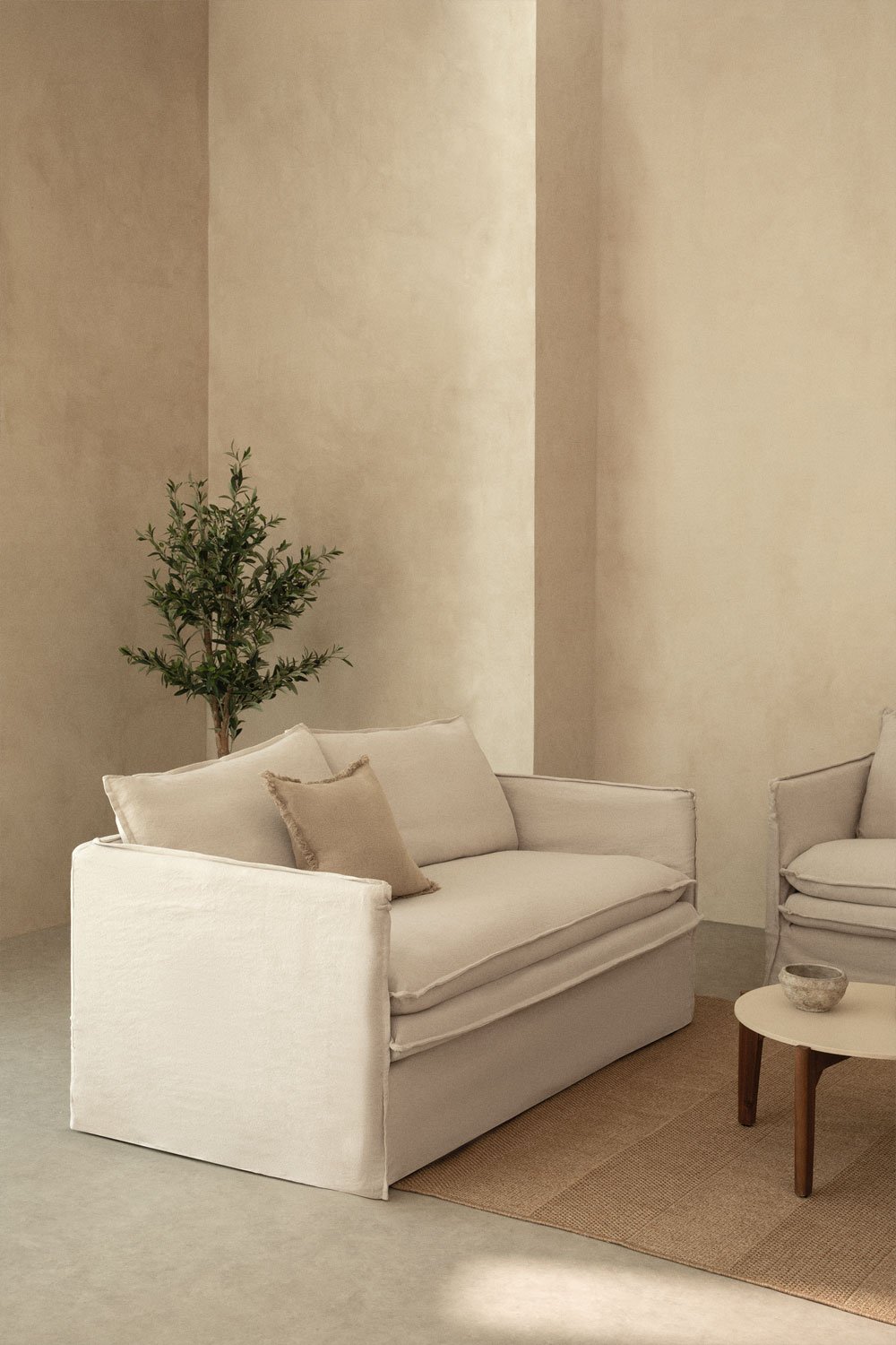 2-seater sofa in Grace linen and cotton, gallery image 1