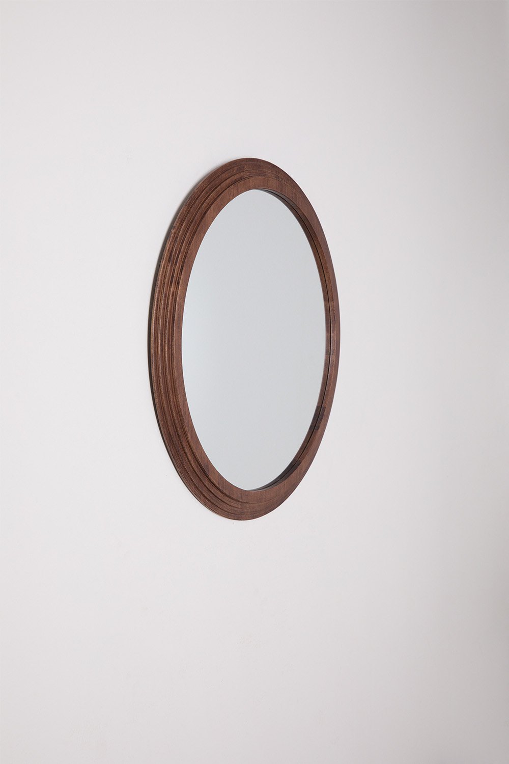 Round wall mirror in oak wood Ø75 cm Ozande, gallery image 4
