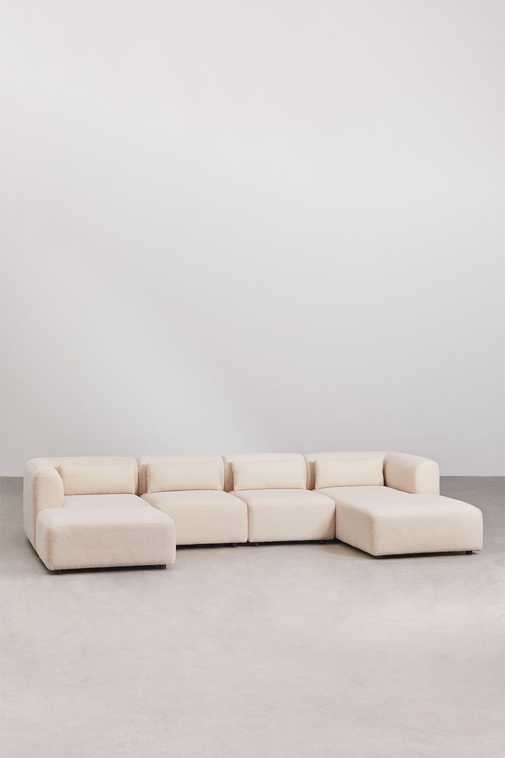 4-piece modular sofa with Fogler right chaise longue and pouf, gallery image 1