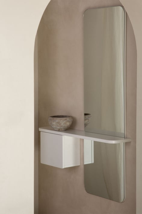 Hallway 80x120 cm in MDF with Varna mirror - White