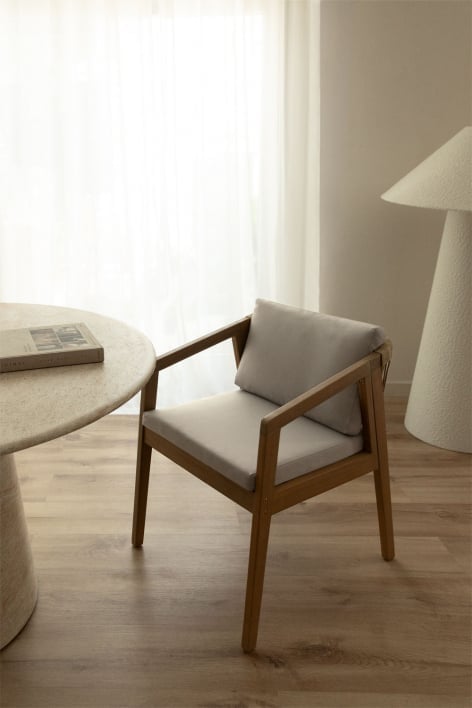Kaela dining chair in acacia wood and braided rope