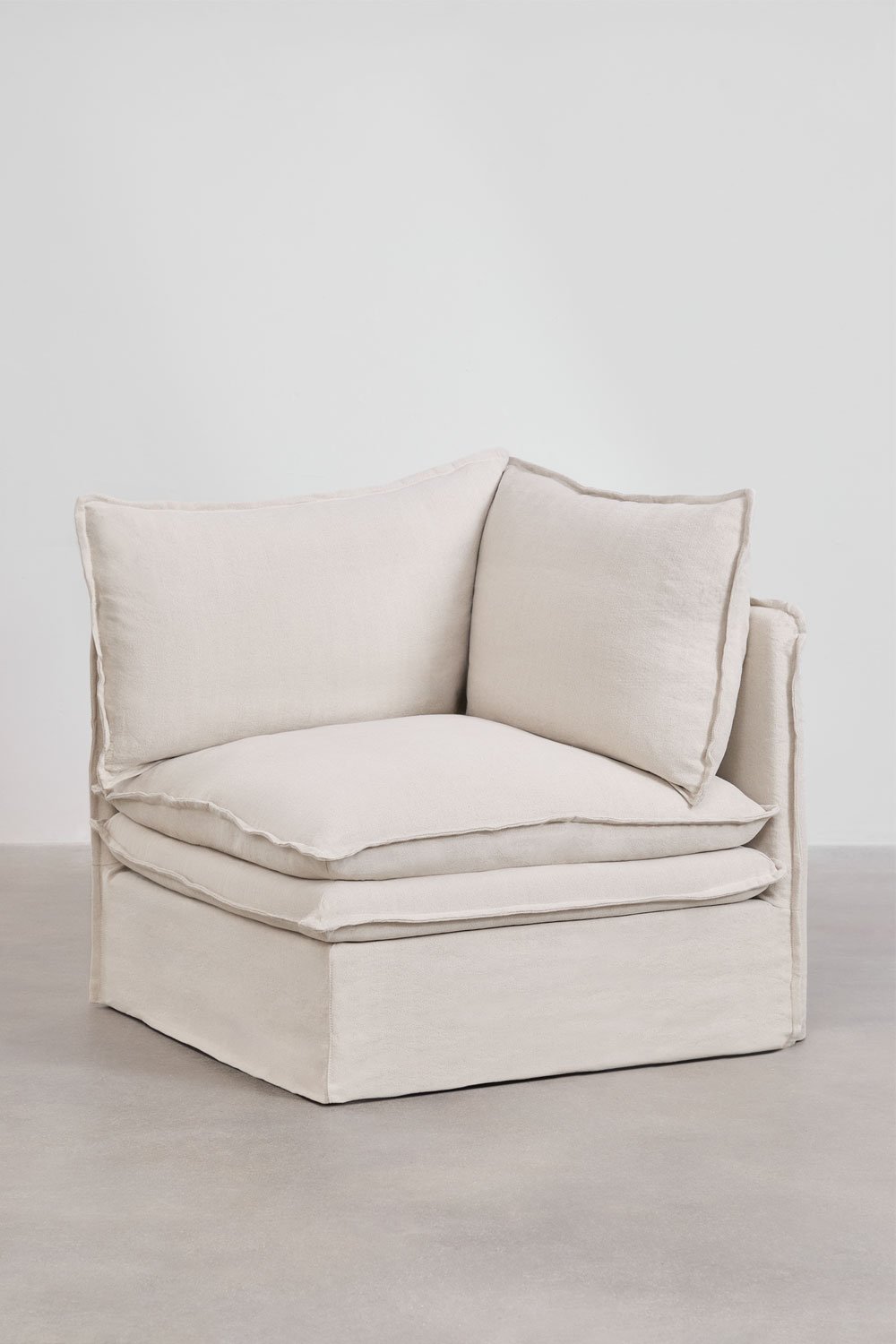 Corner module for modular sofa in linen and cotton Grace, gallery image 1