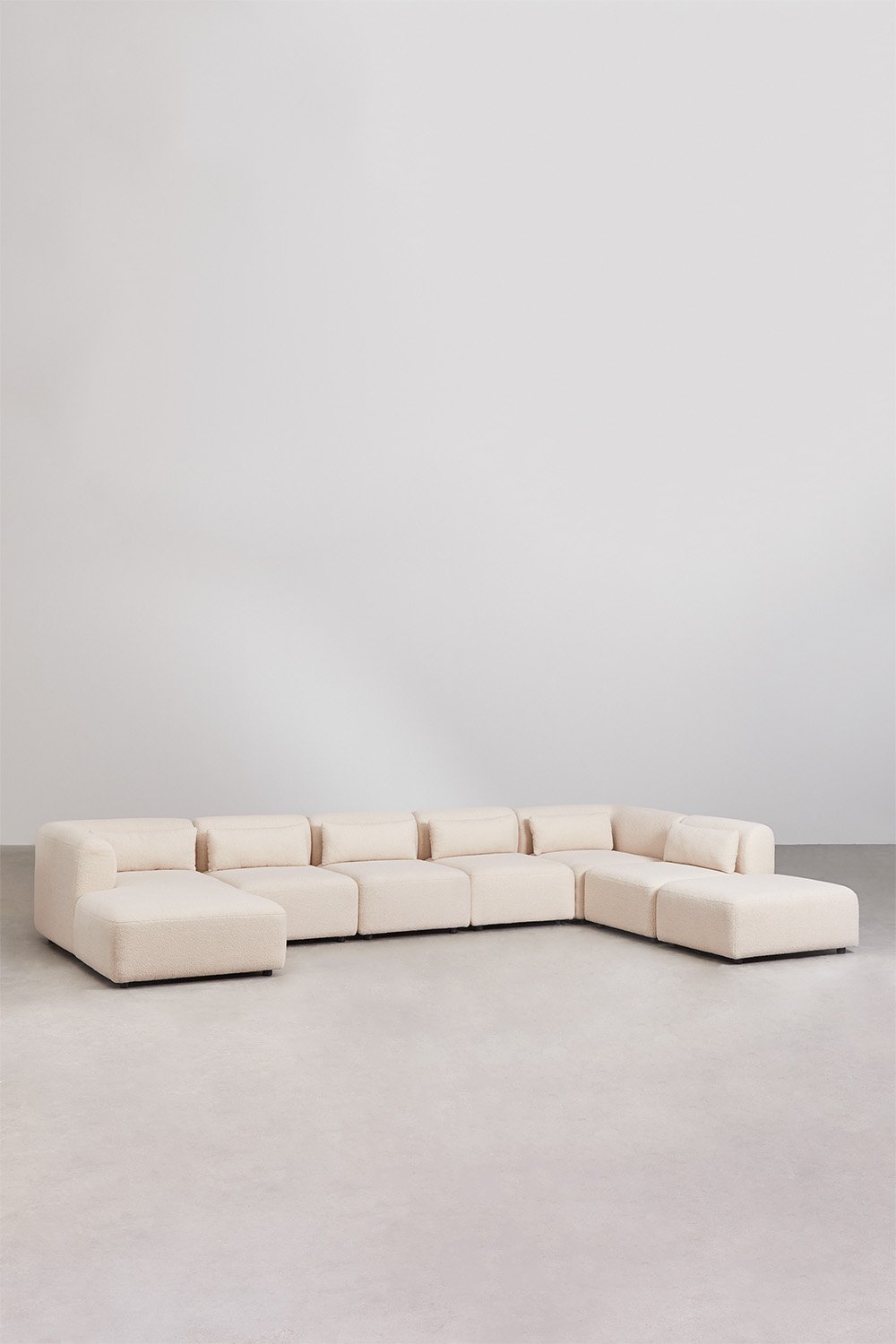 6-piece left-hand chaise longue modular sofa with Fogler pouf, gallery image 1