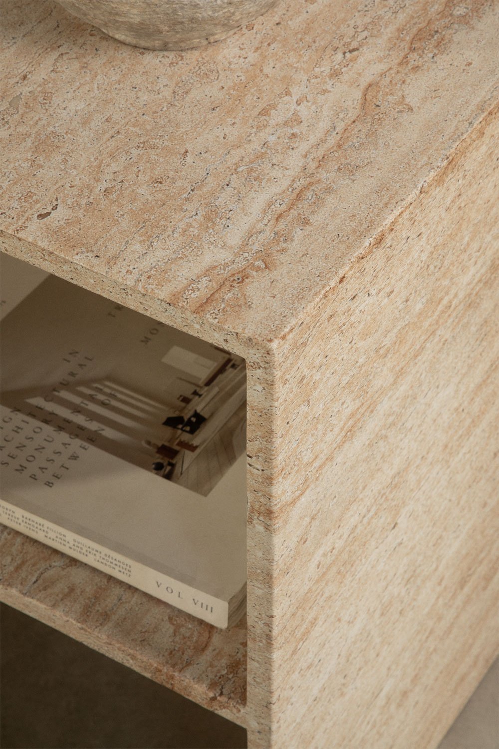 Galia travertine look cement side table, gallery image 2