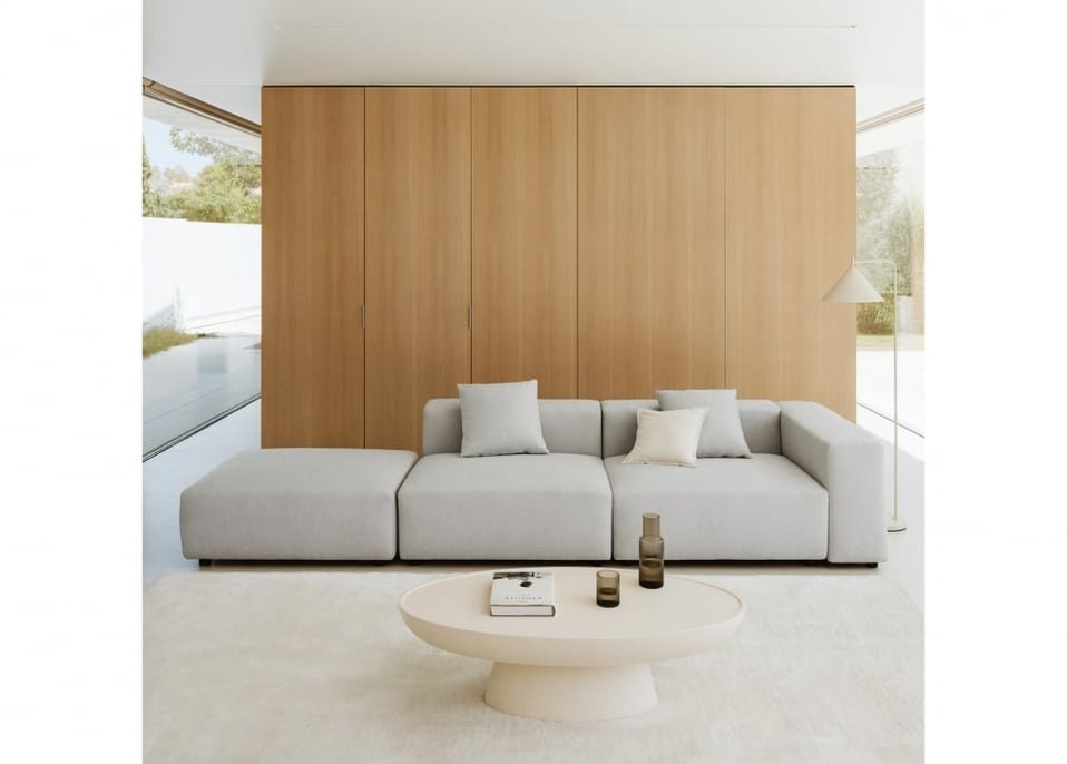 2-piece right corner modular sofa with high armrest and ottoman (↔︎345 cm) Bruna