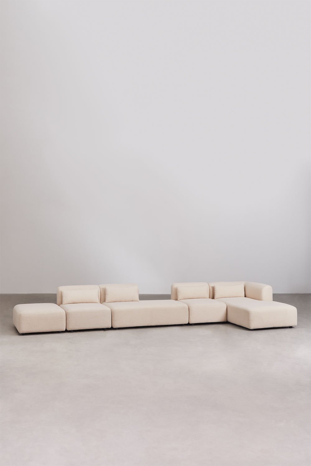 4-piece right corner chaise longue modular sofa with chaise and puff Fogler, gallery image 2