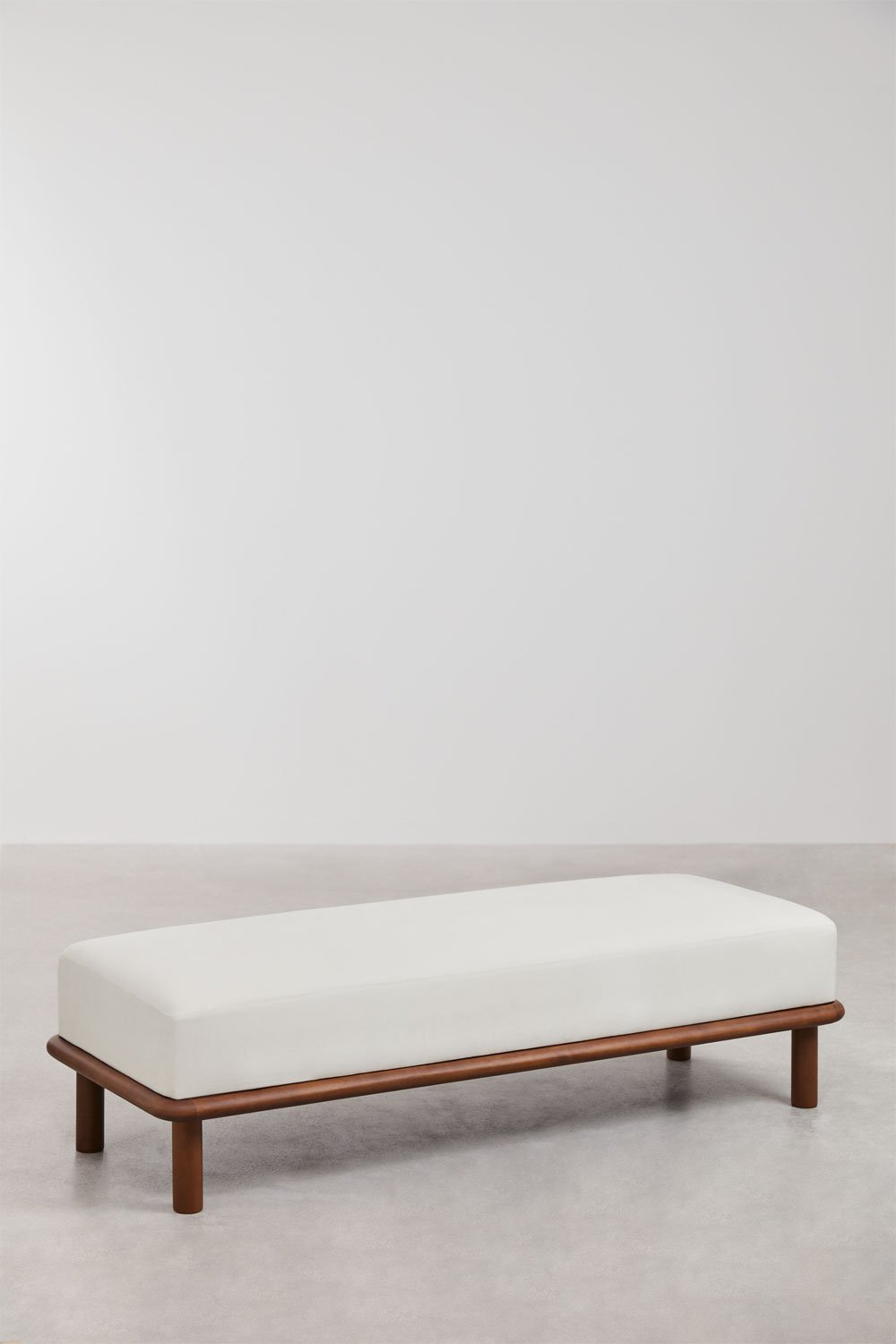 Bench in rubber wood and Veral fabric, gallery image 1