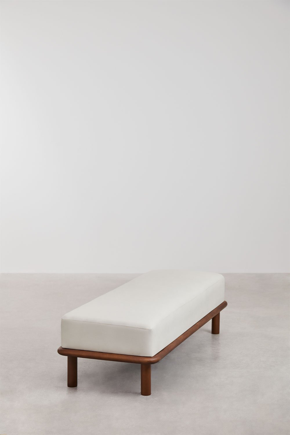 Bench in rubber wood and Veral fabric, gallery image 2