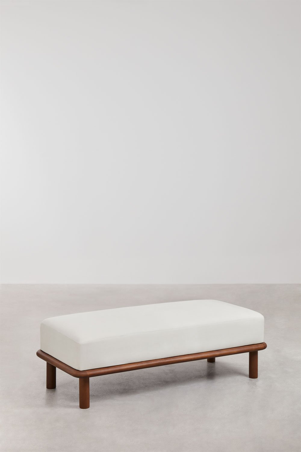 Bench in rubber wood and Veral fabric, gallery image 1