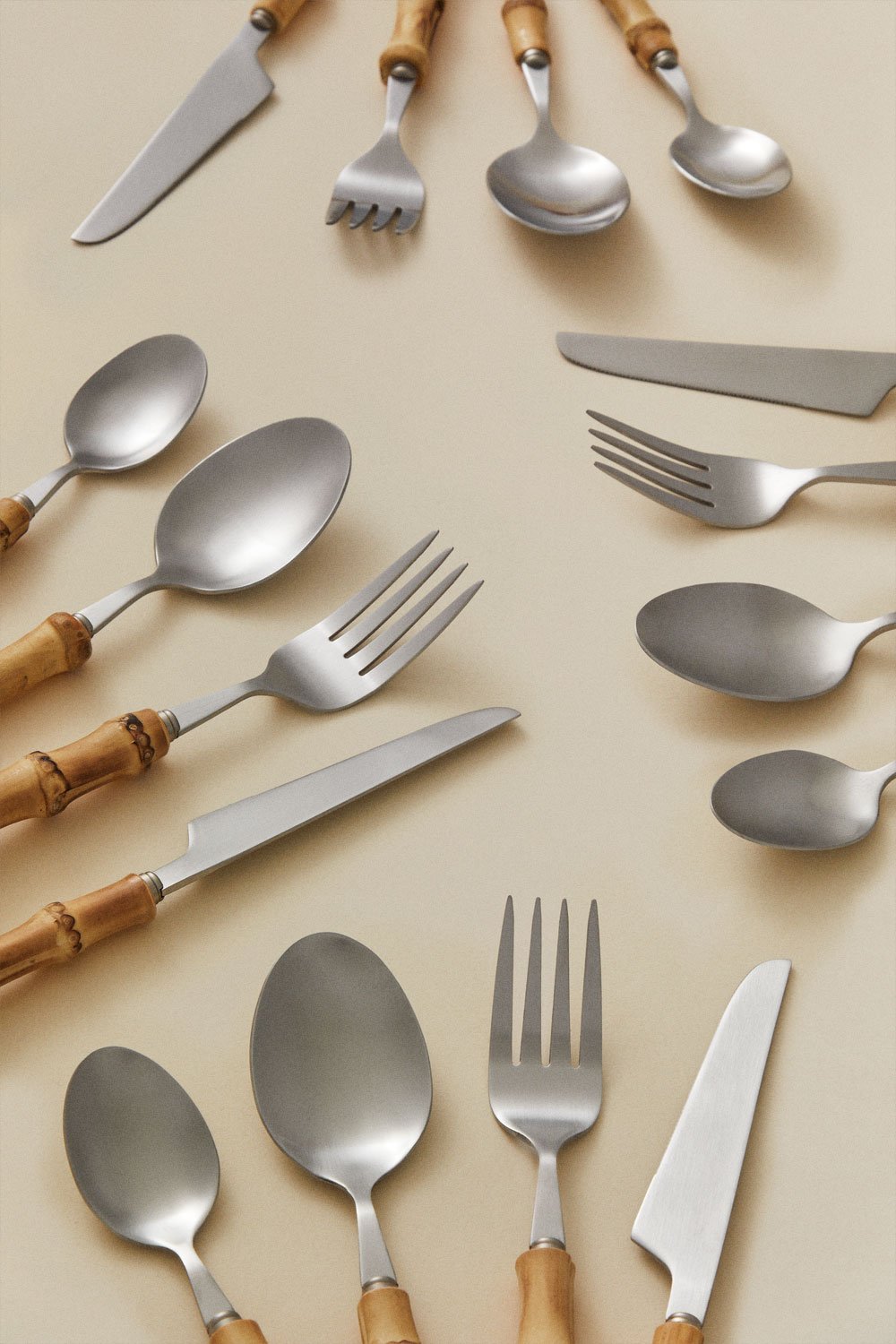 Stainless steel cutlery with bamboo handle, 16-piece set Visola, gallery image 2