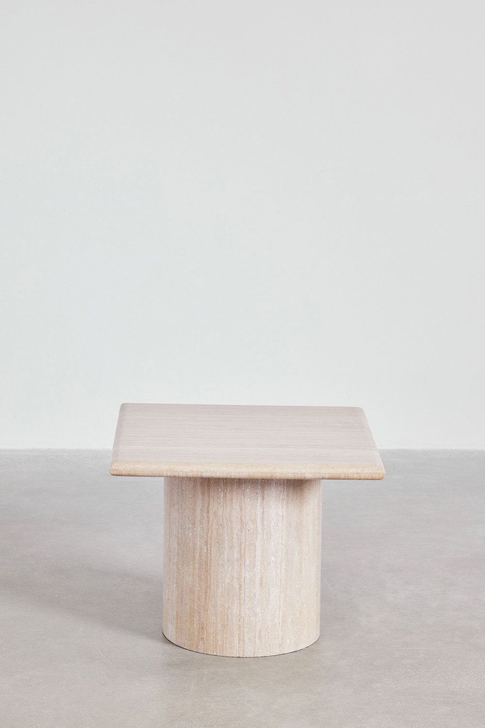 Lausanne travertine square side table, gallery image 2