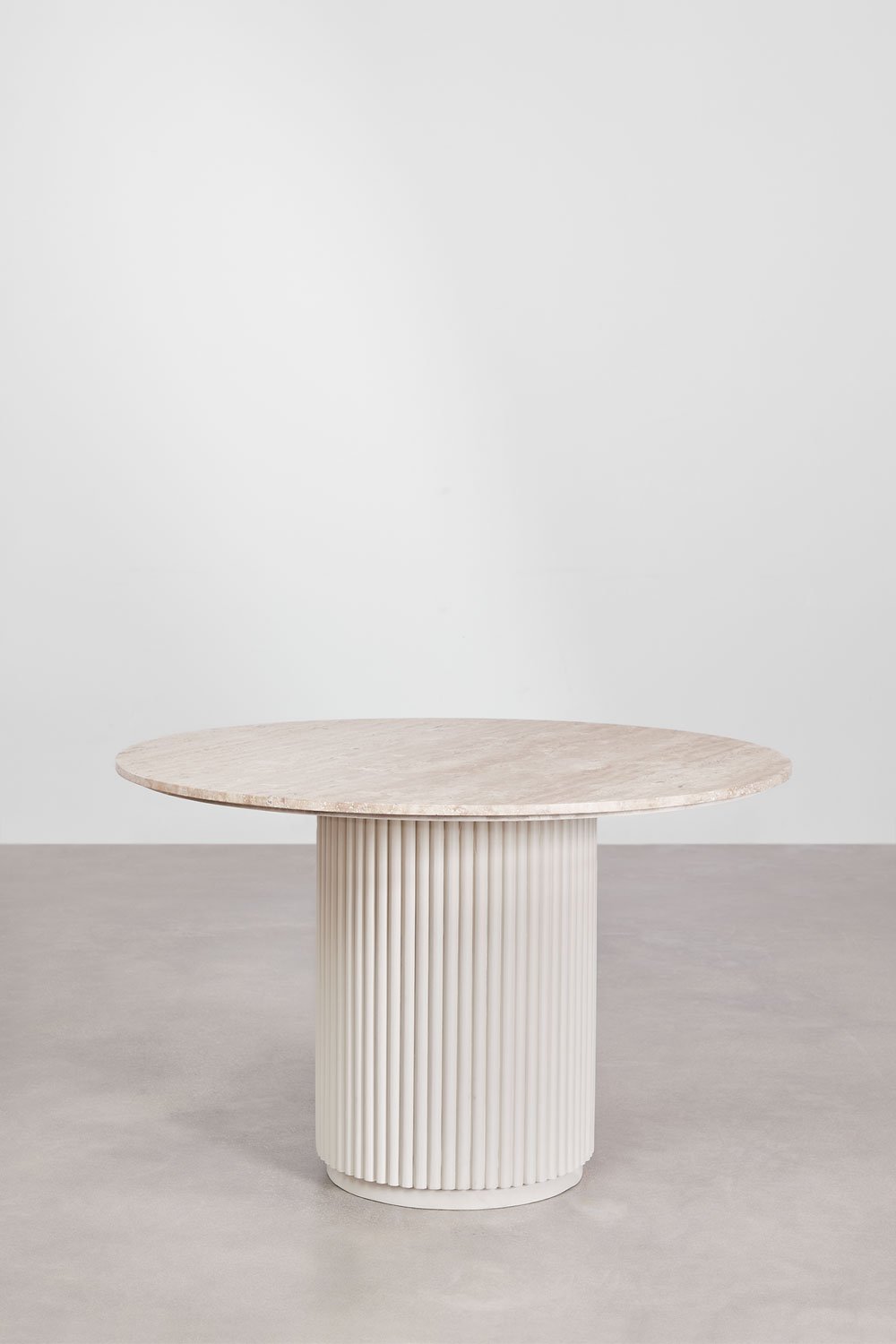 Round dining table in travertine and mango wood (Ø120 cm) Giselda, gallery image 2