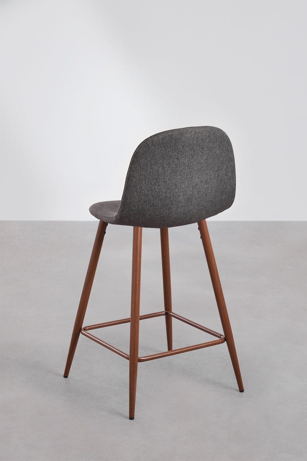 High stool 65 cm in anthracite grey fabric and dark wood finish legs Glamm, gallery image 4