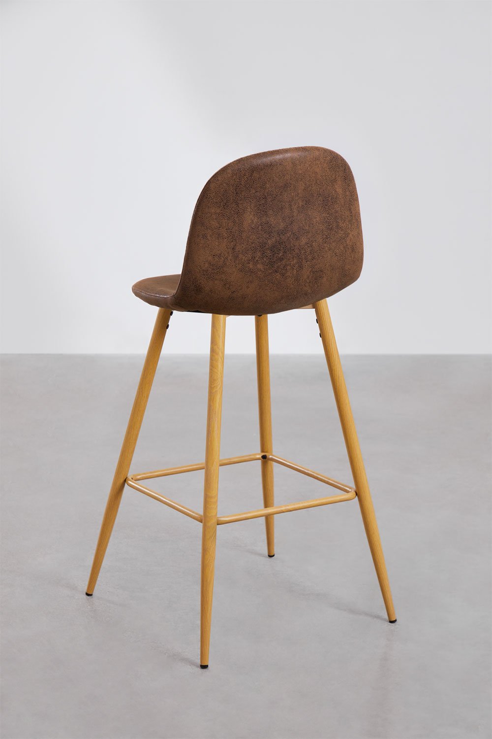 Pack of 4 Glamm faux leather high stools, gallery image 3