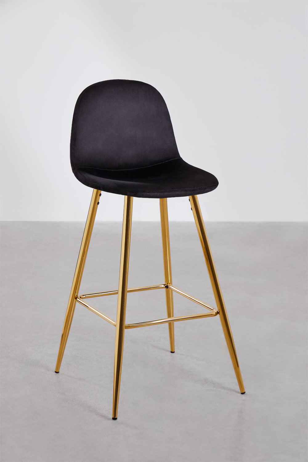 4-Pack high stools 75 cm in black velvet and gold legs Glamm, gallery image 1