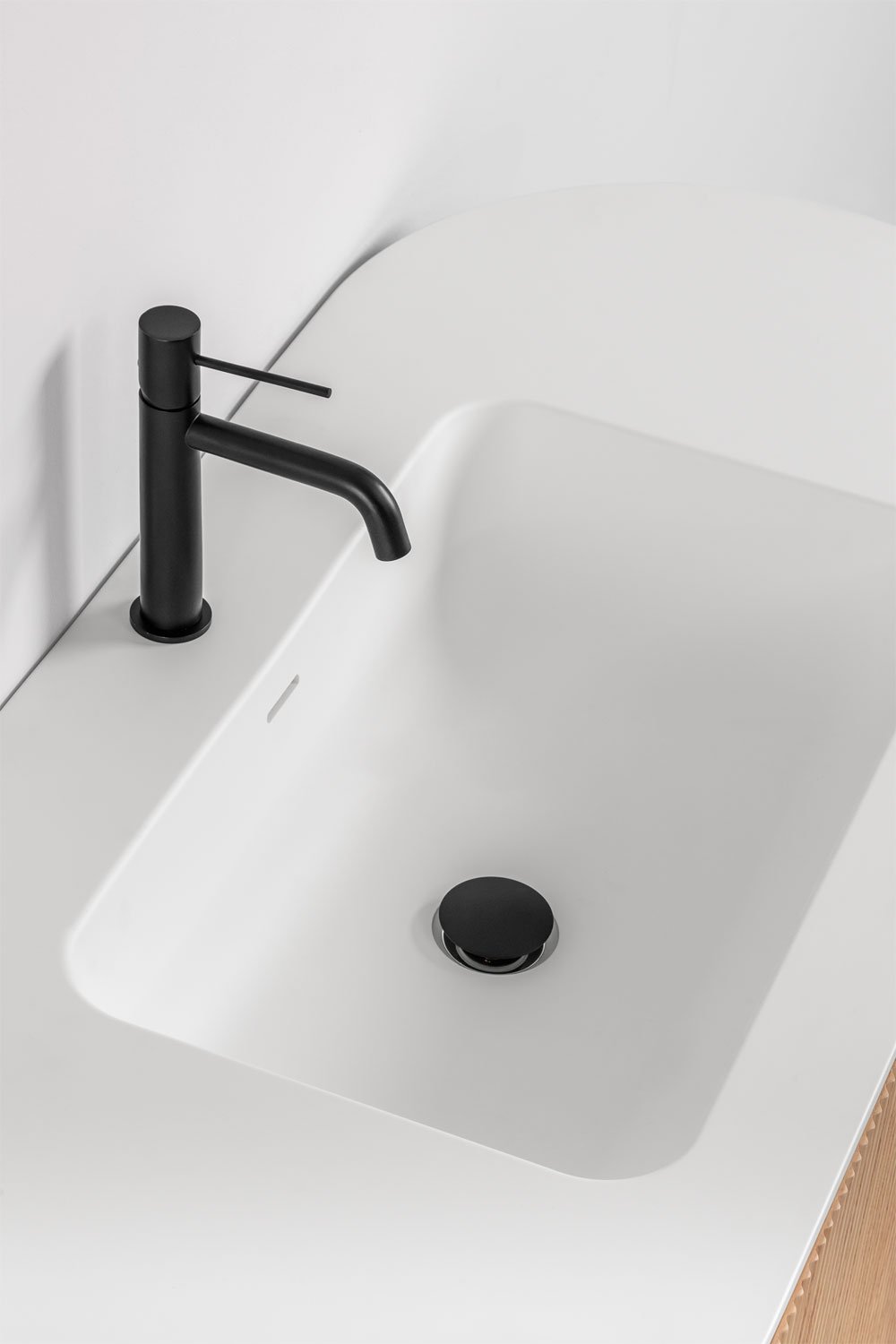 Suspended bathroom furniture set 120x50 cm in wood with integrated Carsone sink, gallery image 4