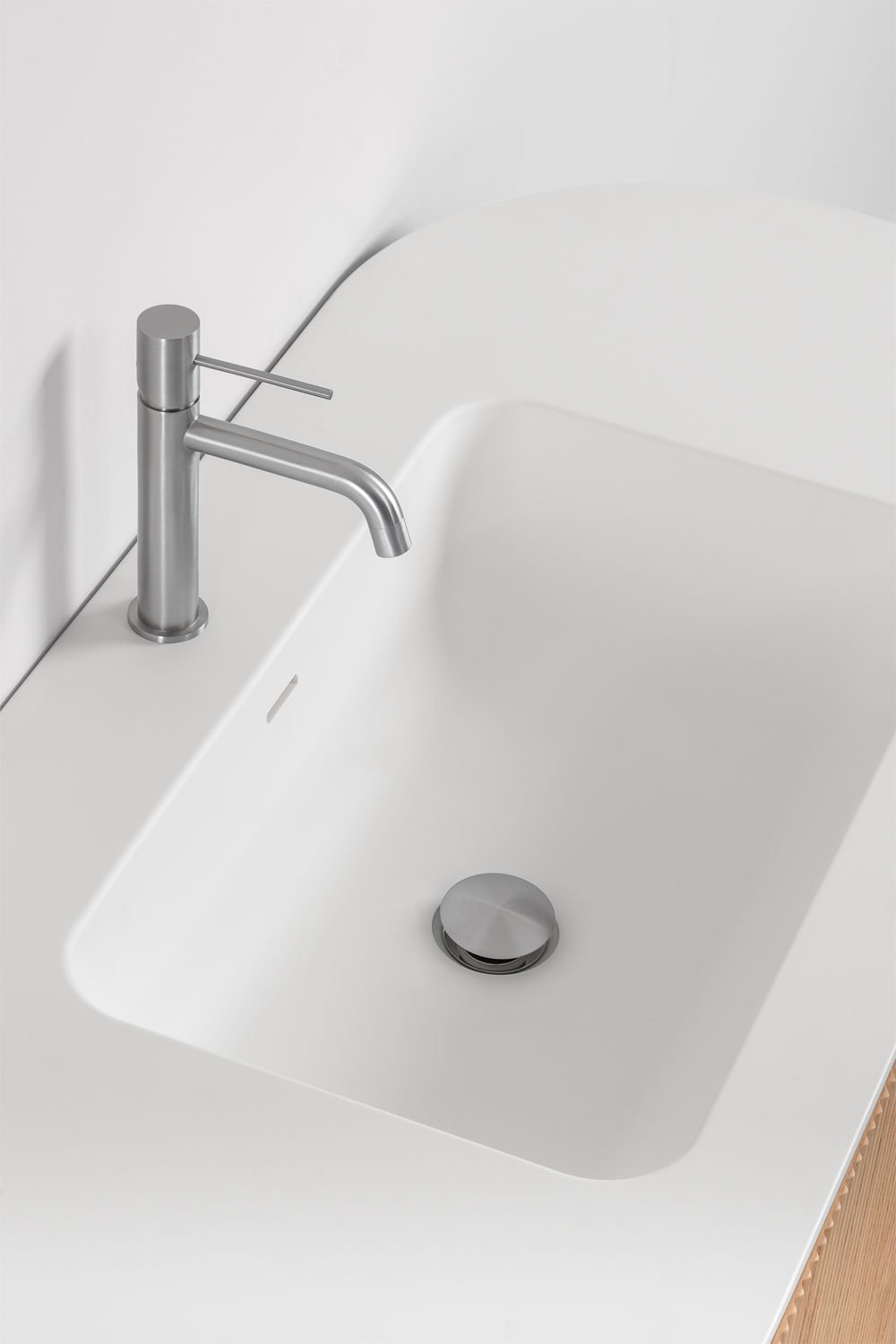 Suspended bathroom furniture set 120x50 cm in wood with integrated Carsone sink, gallery image 4