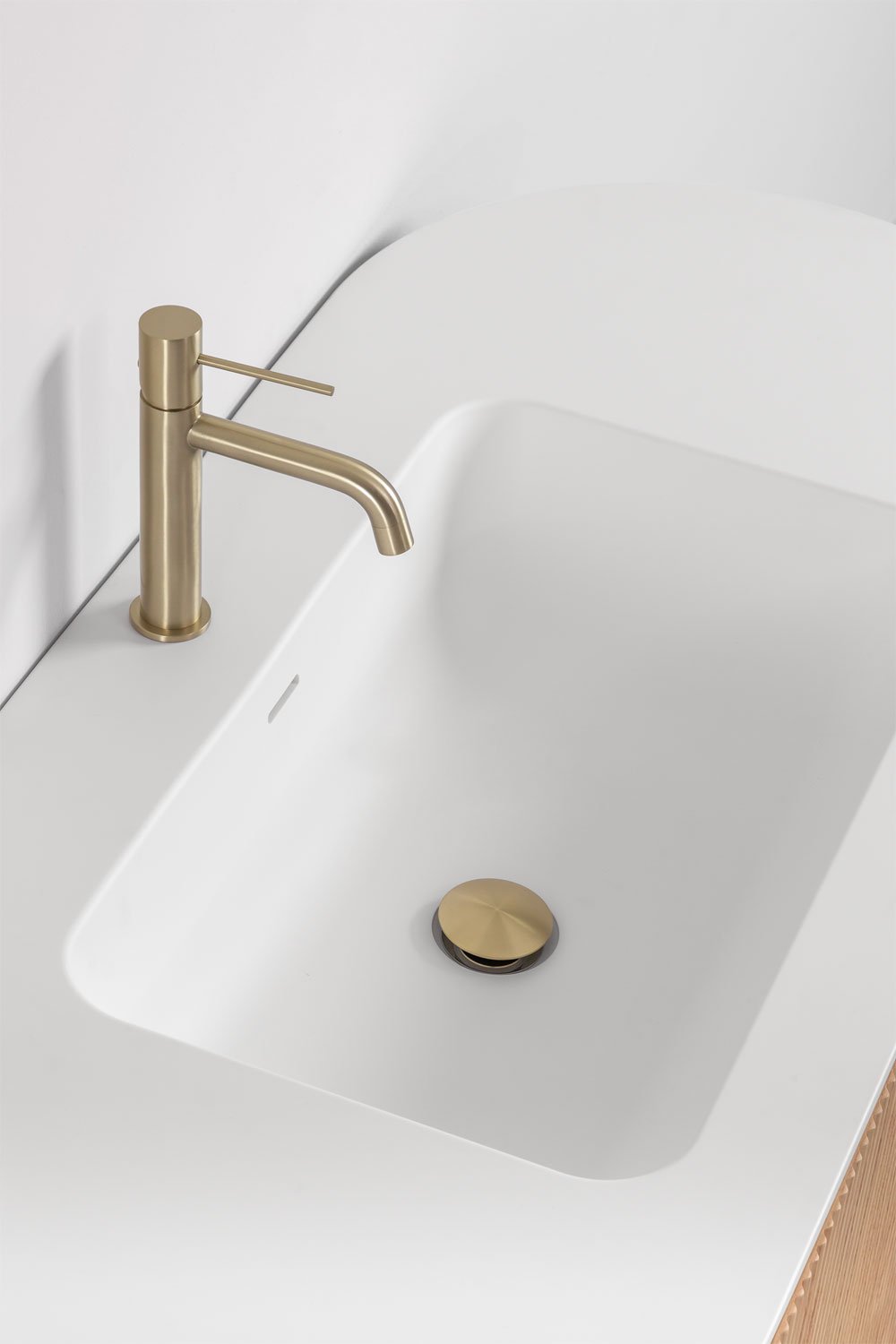 Suspended bathroom furniture set 120x50 cm in wood with integrated Carsone sink, gallery image 4
