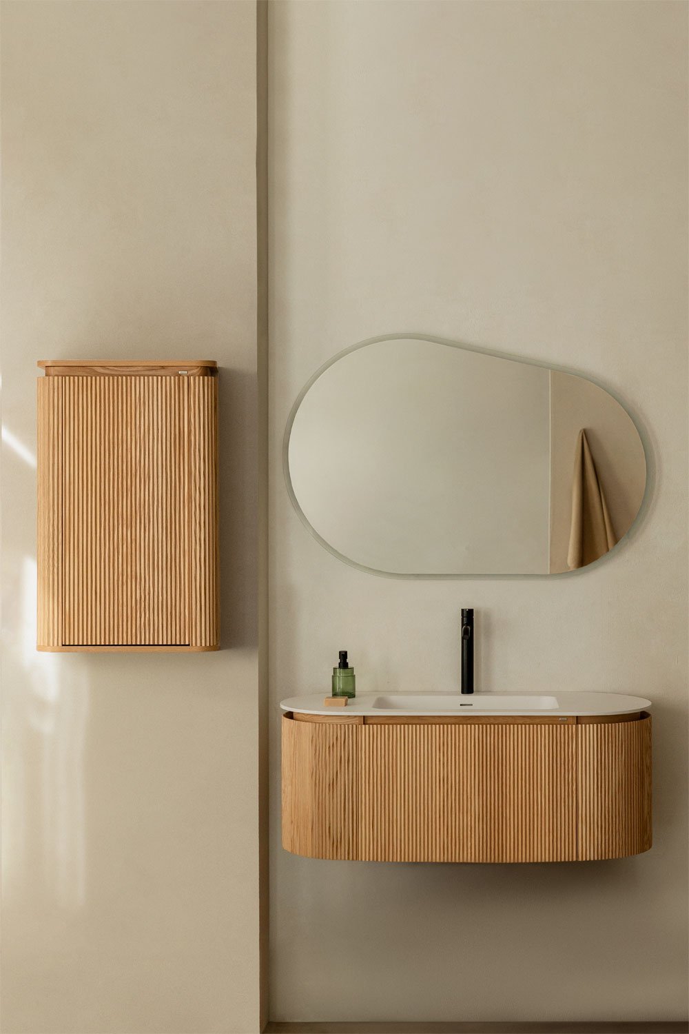 Carsone wooden bathroom furniture set with integrated washbasin, gallery image 1