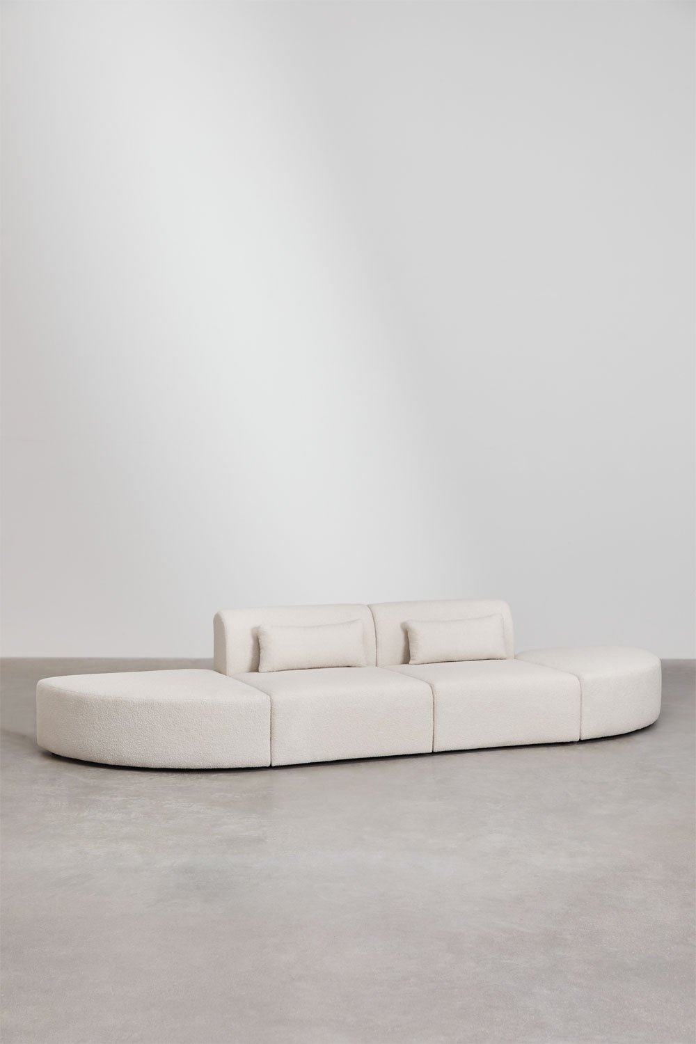 2-piece modular sofa with 2 triangular poufs in Borjan sherpa, gallery image 3