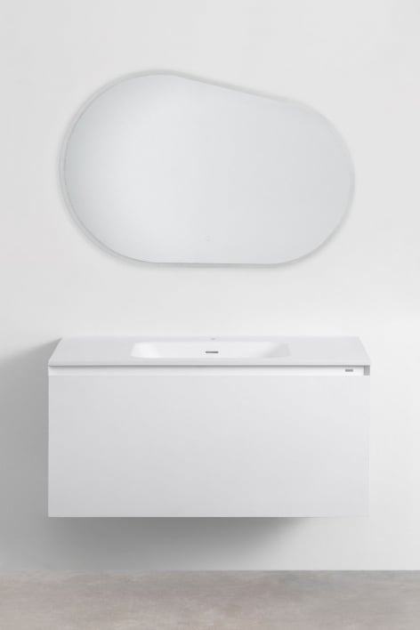 Macrae wooden bathroom furniture set with integrated sink - White