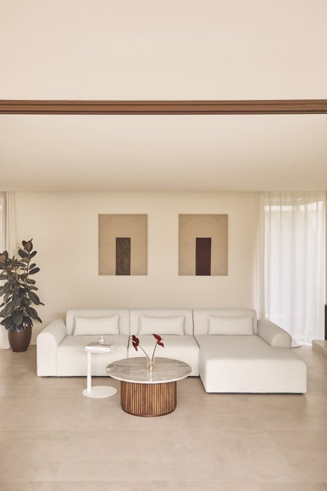 3-piece modular sofa with chaise longue on the right in Borreguito Borjan