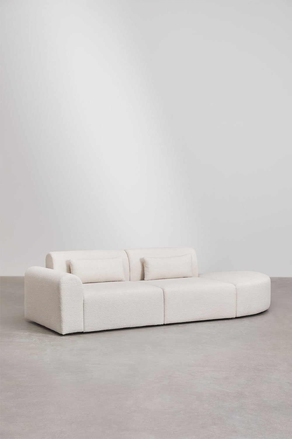 2-piece left-hand corner modular sofa with triangular pouf in Borjan sheepskin, gallery image 3