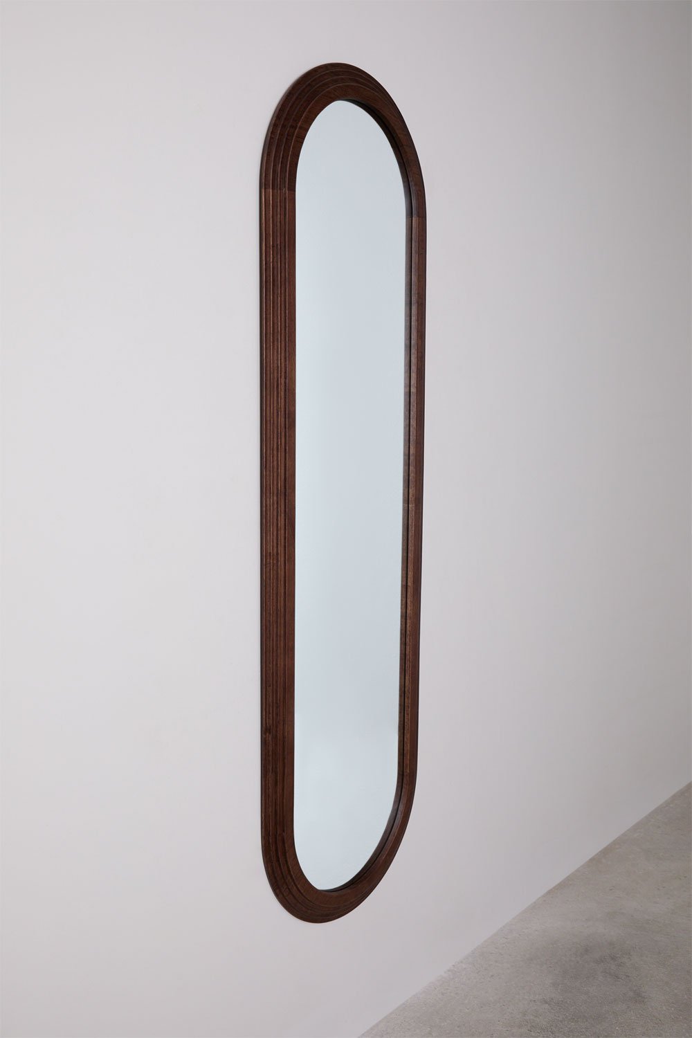 Oval wall mirror in oak wood (50x165 cm) Munar, gallery image 2