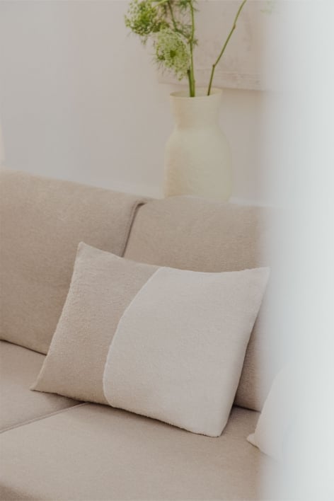 Rectangular cotton cushion (40x60 cm) Louisa - White - Beige Nature