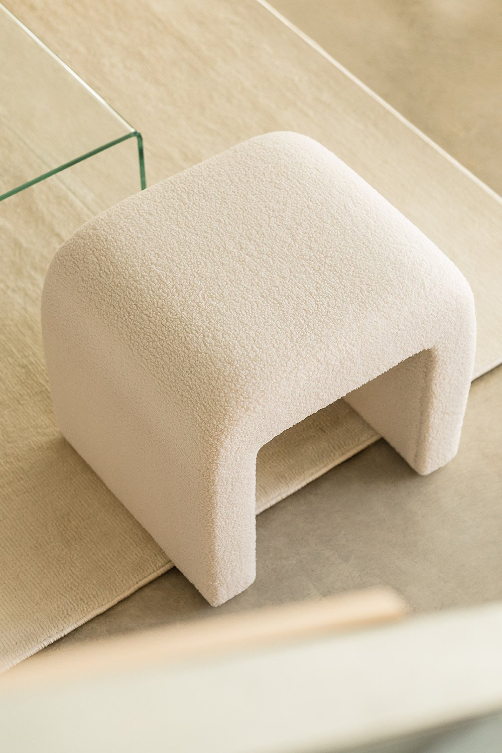 Carlise sheepskin low stool, gallery image 1