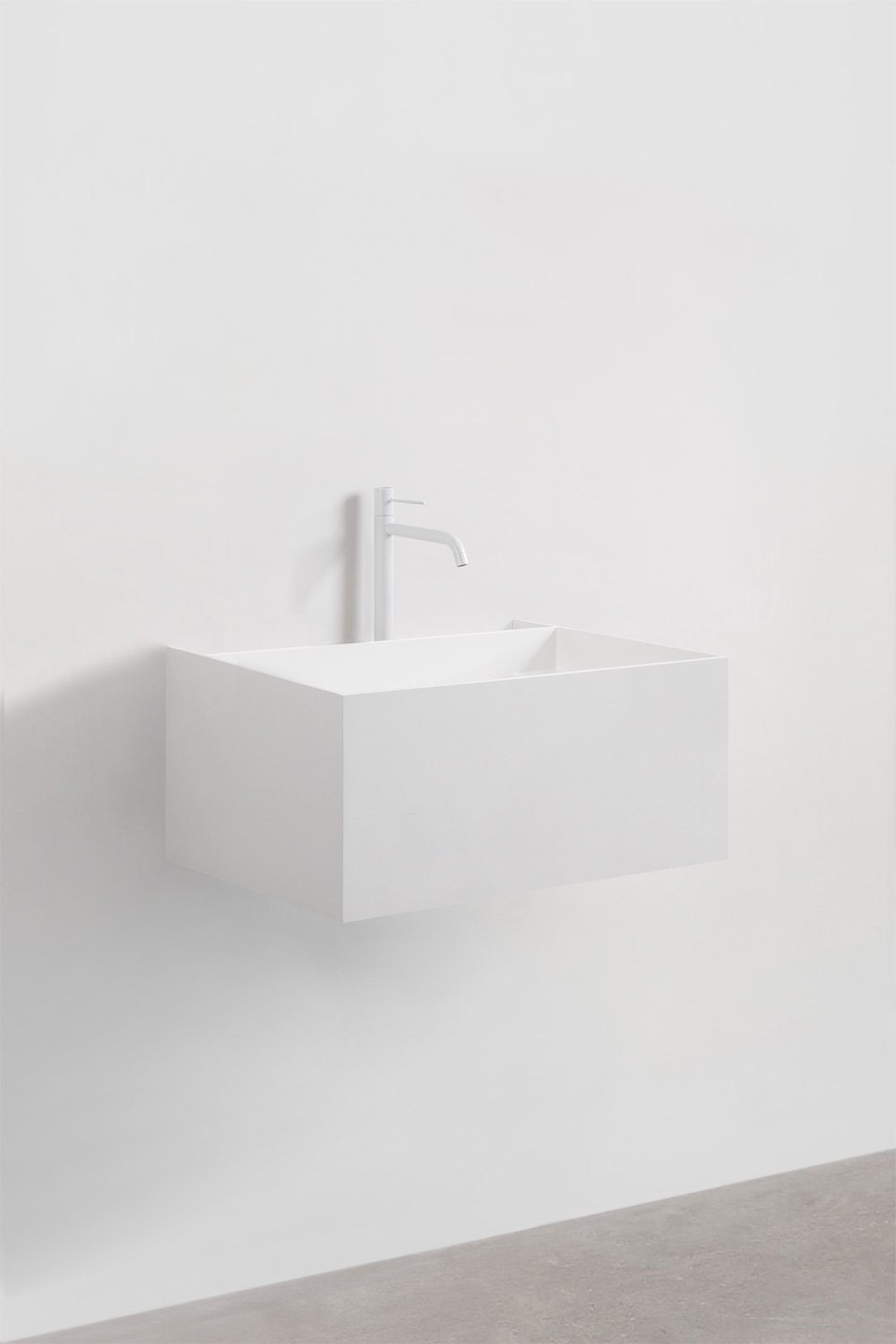 Bathroom furniture set in resin with integrated washbasin and LED light Nerine, gallery image 2