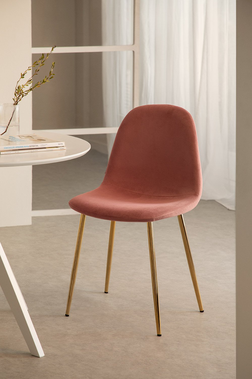 Pack of 4 Glamm velvet dining chairs, gallery image 1