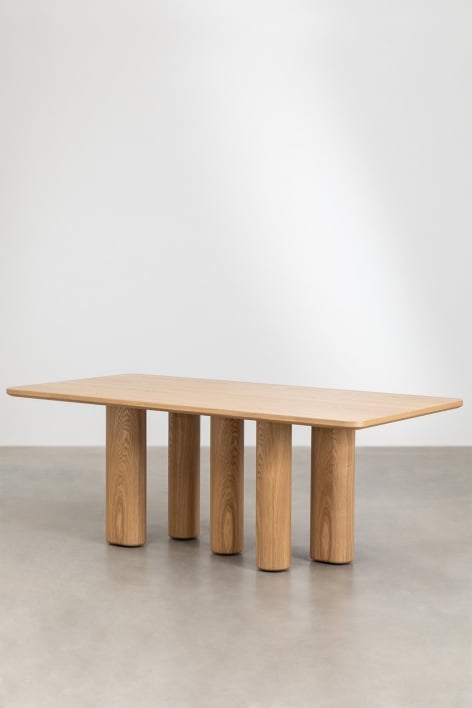 Rectangular dining table in MDF and ash veneer (200x100 cm) Noelys