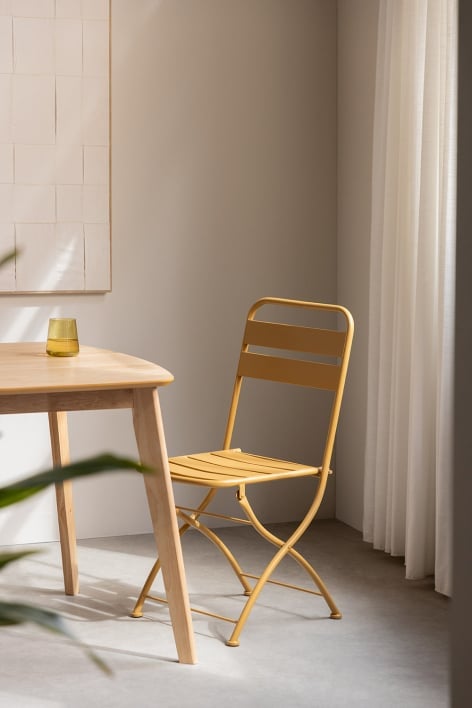 Folding dining chair in steel Janti - Mustard