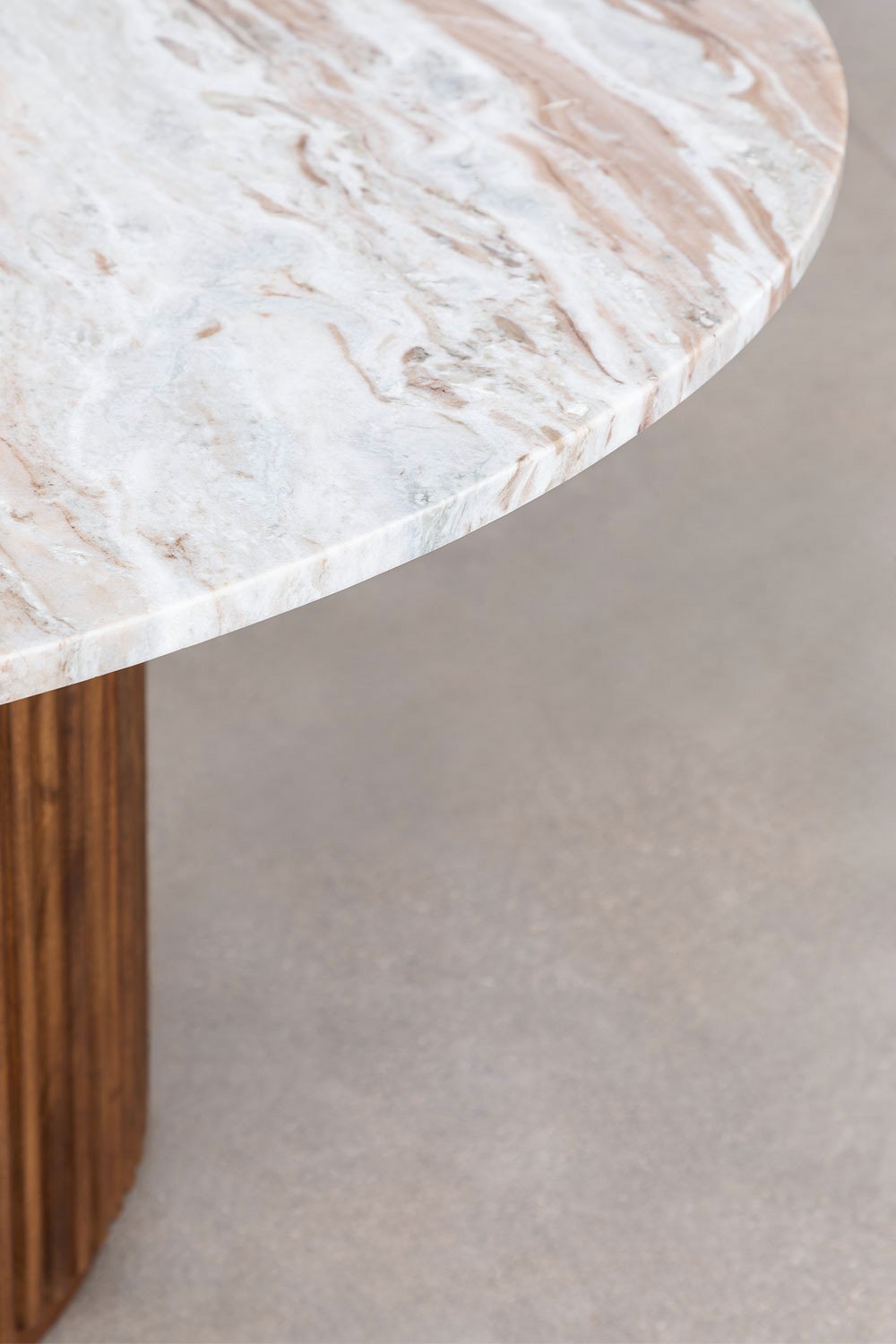 Giselda round dining table in natural stone and mango wood, gallery image 3