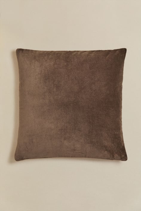 Enid square cotton velvet cushion (40x40 cm)