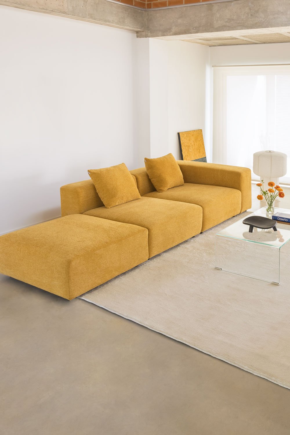 2-piece right corner modular sofa with high armrest and ottoman (↔︎285 cm) Bruna, gallery image 1