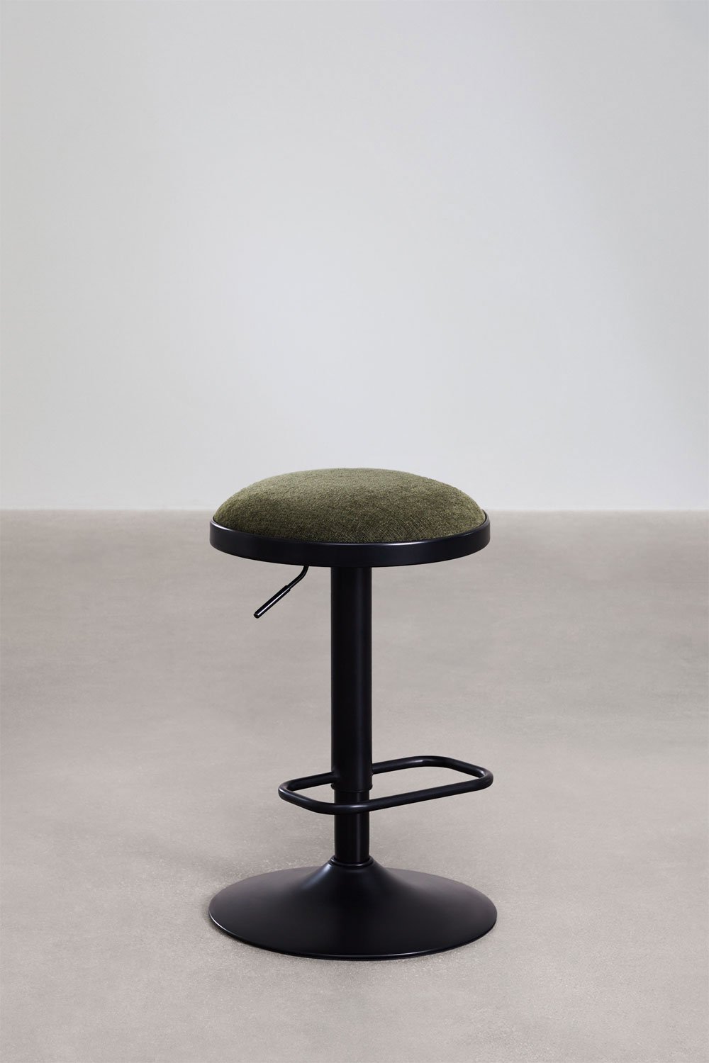 adjustable high stool in army green fabric and black legs Igarasi, gallery image 4