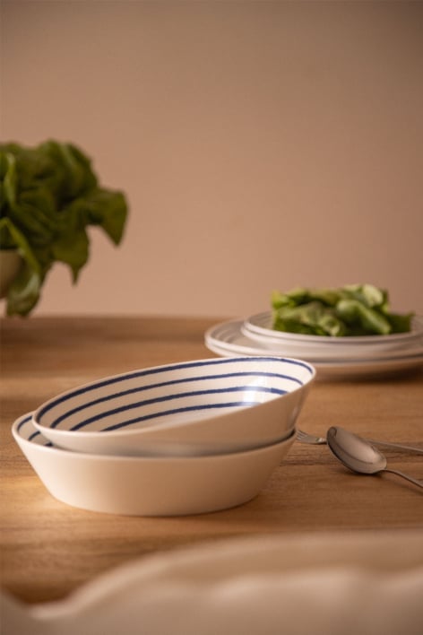 Set of 2 deep plates in new bone china Isolda