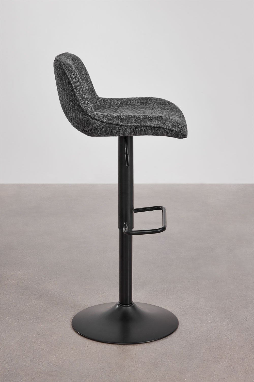 Pack of 4 adjustable high stools with metal backrest and Igarasi fabric, gallery image 3