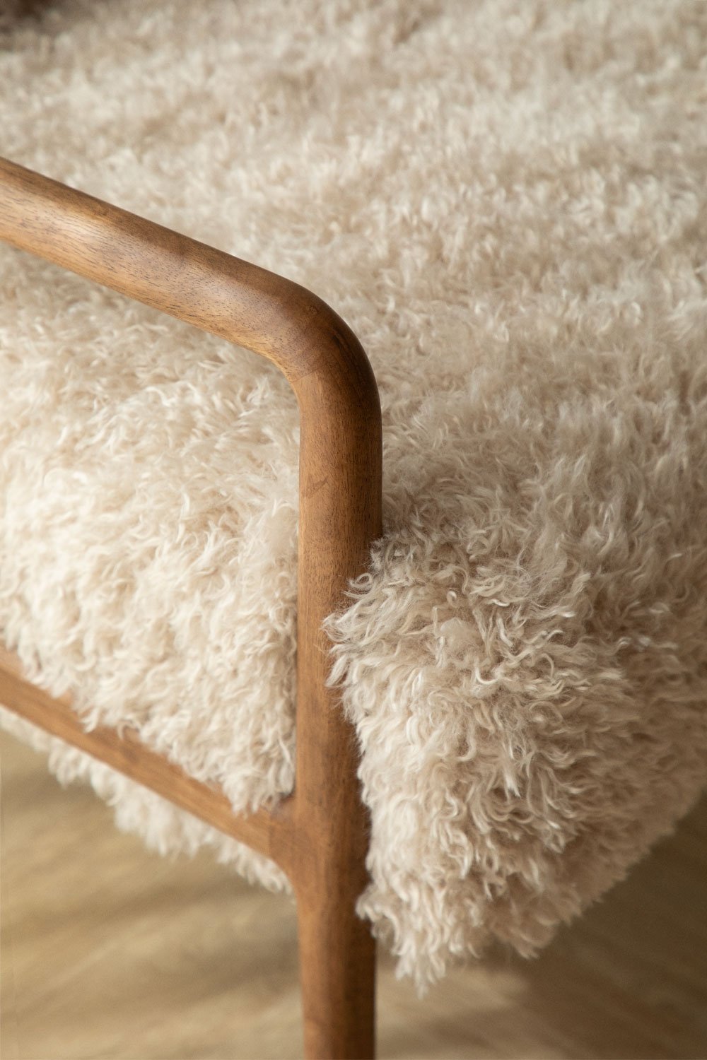 Maylene rubberwood and synthetic fur armchair , gallery image 2