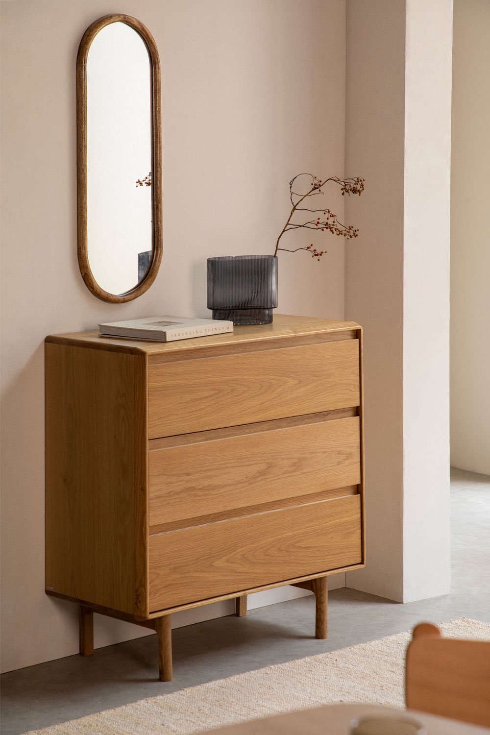 3-drawer chest of drawers in Treveris oak wood, gallery image 1