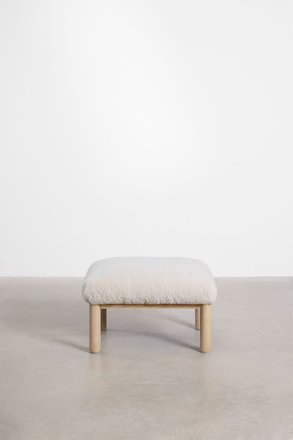 Footstool in sheepskin and Bernia ash wood, gallery image 2