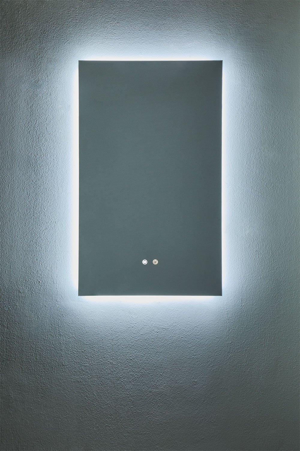 Rectangular bathroom wall mirror with LED light and anti-fog (55x90 cm) Kirvex, gallery image 2