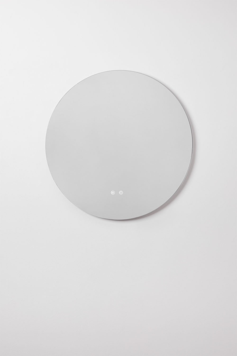 Round bathroom wall mirror with LED light and anti-fog (Ø70 cm) Solyn, gallery image 1