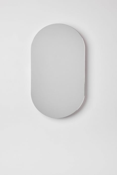 Oval bathroom wall mirror with storage (50x90 cm) Oricsa