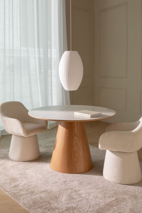 Aura round wooden dining table