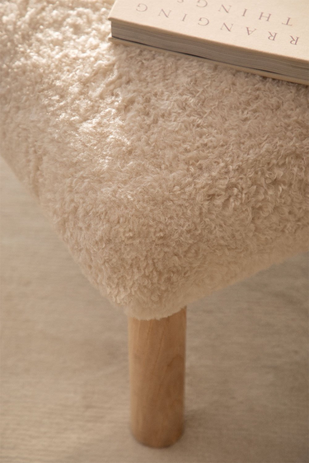 Footstool in sheepskin and Bernia ash wood, gallery image 2