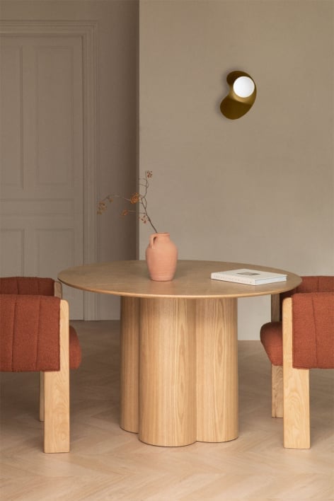 Round wooden dining table (Ø120 cm) Athena - Ash veneer