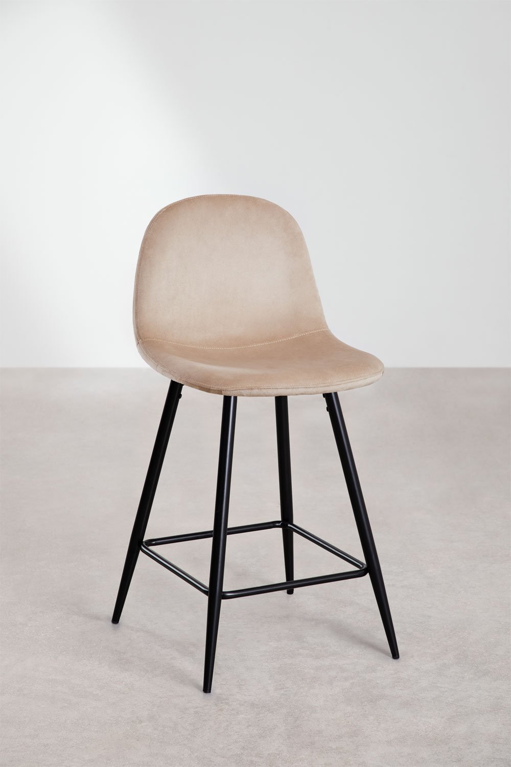 2-Pack high stools 65 cm in wheat brown velvet and black legs Glamm, gallery image 1